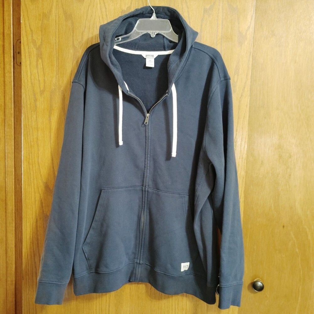 Duluth Trading Mens 2XL Hoodie Full Zip Jacket Navy Blue Relaxed Fit Workwear